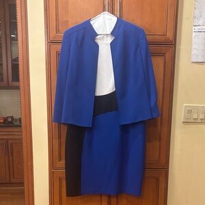Jasper Blue and Black Colorblock Dress with Jacket